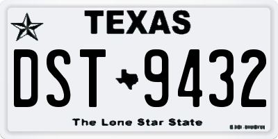 TX license plate DST9432