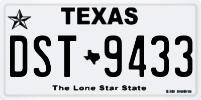 TX license plate DST9433