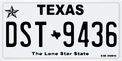 TX license plate DST9436