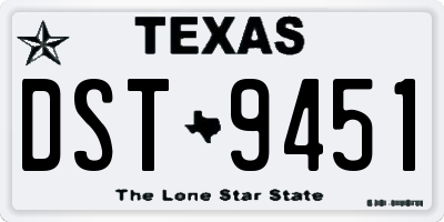 TX license plate DST9451