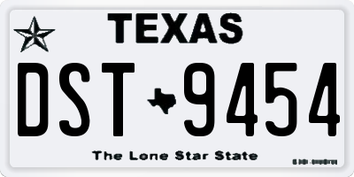 TX license plate DST9454