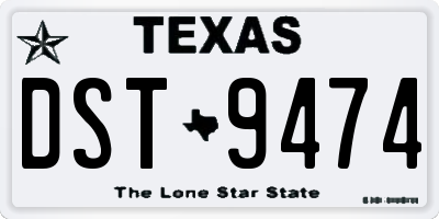 TX license plate DST9474