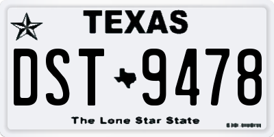 TX license plate DST9478