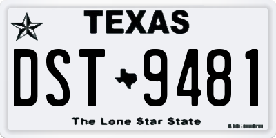 TX license plate DST9481
