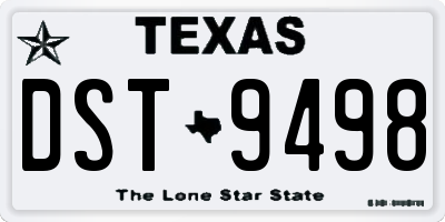 TX license plate DST9498