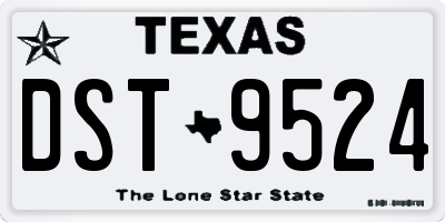 TX license plate DST9524