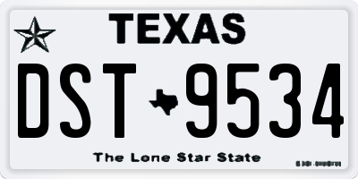 TX license plate DST9534