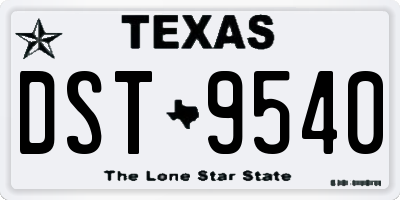 TX license plate DST9540