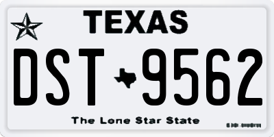 TX license plate DST9562