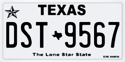 TX license plate DST9567