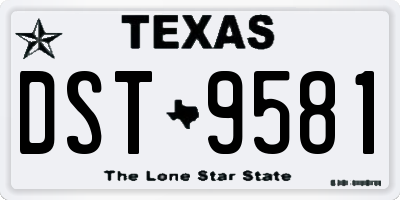 TX license plate DST9581