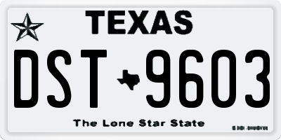 TX license plate DST9603