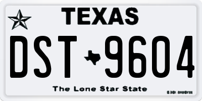 TX license plate DST9604