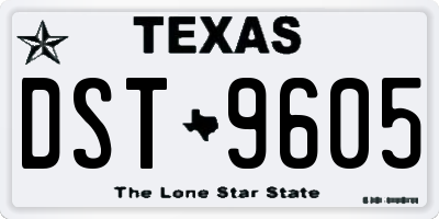 TX license plate DST9605