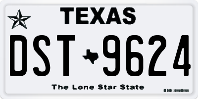 TX license plate DST9624