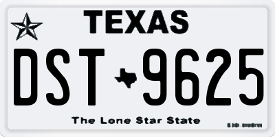 TX license plate DST9625