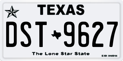 TX license plate DST9627