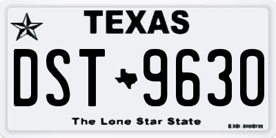 TX license plate DST9630