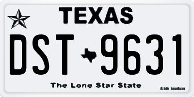 TX license plate DST9631