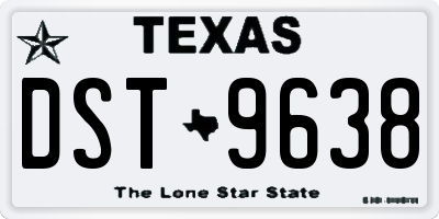 TX license plate DST9638