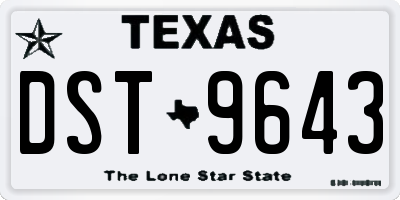 TX license plate DST9643