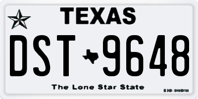 TX license plate DST9648
