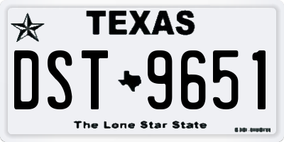 TX license plate DST9651