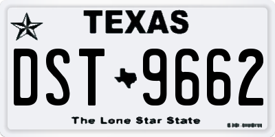 TX license plate DST9662
