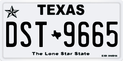 TX license plate DST9665