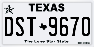 TX license plate DST9670