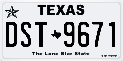 TX license plate DST9671