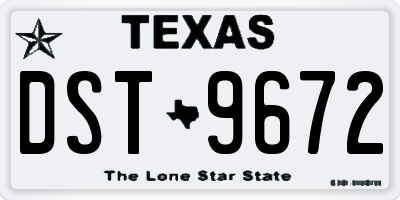 TX license plate DST9672