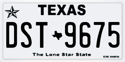 TX license plate DST9675