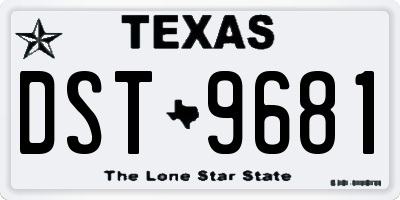 TX license plate DST9681