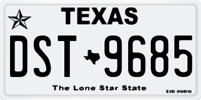 TX license plate DST9685