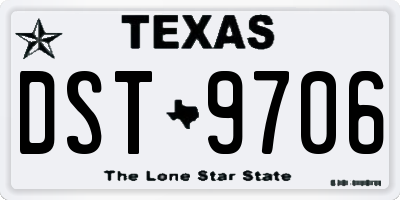 TX license plate DST9706