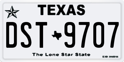 TX license plate DST9707
