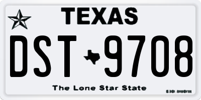 TX license plate DST9708