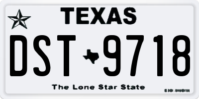 TX license plate DST9718