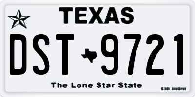 TX license plate DST9721