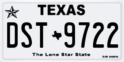 TX license plate DST9722