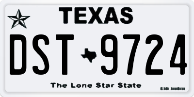 TX license plate DST9724