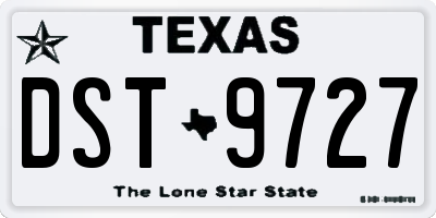 TX license plate DST9727