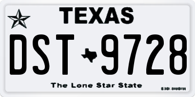 TX license plate DST9728