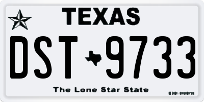TX license plate DST9733
