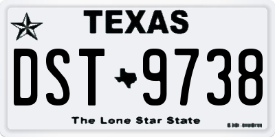 TX license plate DST9738