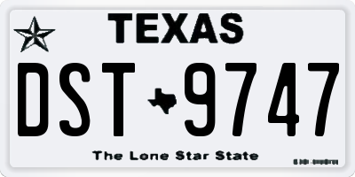 TX license plate DST9747