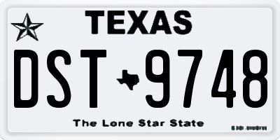 TX license plate DST9748