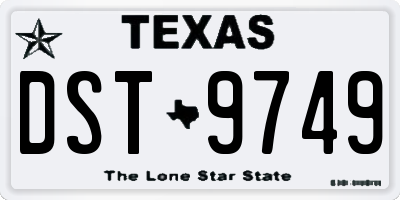 TX license plate DST9749