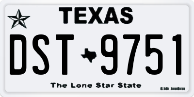TX license plate DST9751